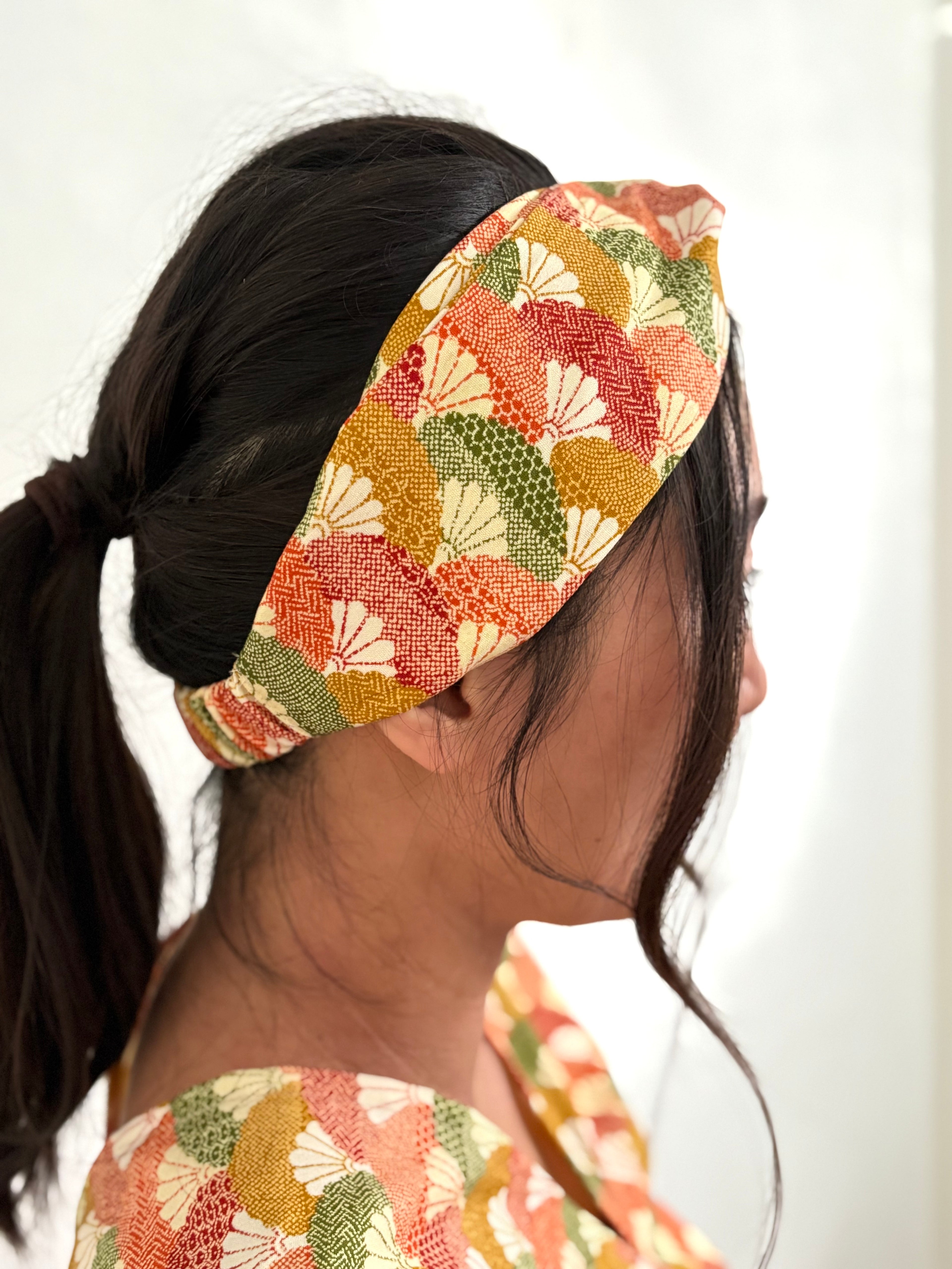 着物地で作るヘアバンド